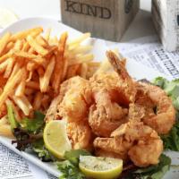 Shrimp Basket(11 Pcs) · Comes with Choice of Fries(Lemon Pepper, Cajun or Regular) and side of Coleslaw