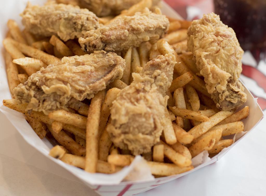 Wings Basket (6 Pcs) · Comes with Choice of Fries(Lemon Pepper, Cajun or Regular) and side of Coleslaw