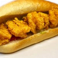 Shrimp Po'Boy · Prepared with Lettuce, Tomatoe and Onion.  Comes with Choice of Fries