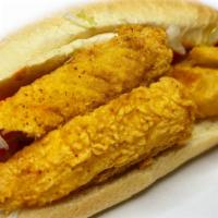 Fish Po'Boy · Prepared with Lettuce, Tomatoe and Onion.  Comes with Choice of Fries