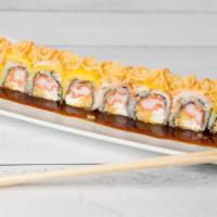 Sexy Boy · Raw item and spicy. Crabmeat tempura, cream cheese, topped with shrimp, mango crunchy, eel s...