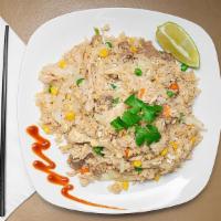 House Fried Rice · Gluten free. Favorite. Stir-fried with tomatoes, peas, corn, carrots.