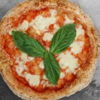 Margherita Pizza · Mozzarella cheese, tomato sauce, and basil.