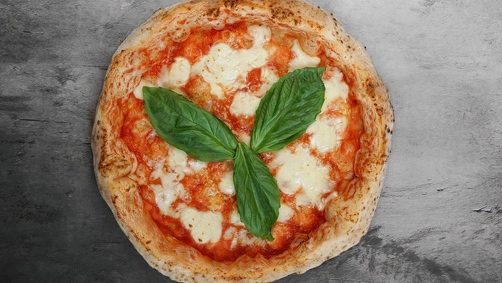 Margherita Pizza · Mozzarella cheese, tomato sauce, and basil.