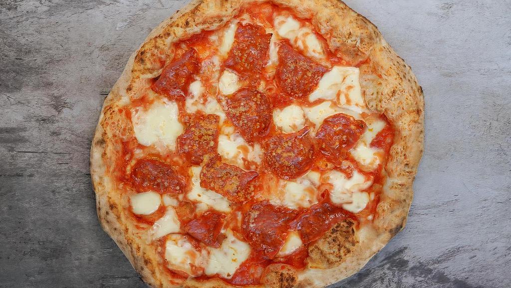 Spicy Salami Pizza · Margherita with spicy salami.