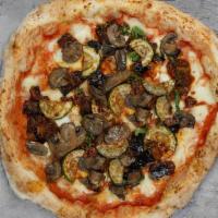 Veggie Pizza · Margherita with mushrooms, sautéed eggplant, and zucchini.