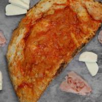 Ham And Ricotta Calzone · Ham, ricotta cheese, mozzarella cheese, and tomato sauce.