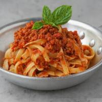 Fettuccine Bolognese Pasta · Fettuccine with all-natural beef and tomato sauce.
