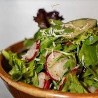 Petit Salad · arugula, shaved veggies, cucumber vinaigrette