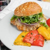 Collier County Chicken Sandwich · Ray Finkle's cage-free chicken grilled and topped with avocados, arugula, red onions, melted...