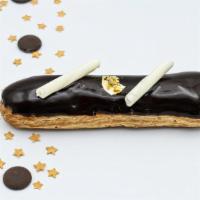 Chocolate Eclair · The absolute chocolate combination for chocolate lovers! a classic eclair with semi sweet an...