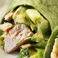 Chicken Caesar Wrap · Grilled chicken, tomato, onion, lettuce, swiss cheese and Caesar dressing
