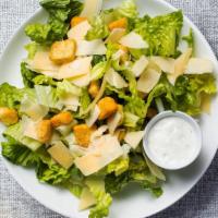Caesar Who? Salad · Romaine lettuce, house croutons, and parmesan cheese with Caesar dressing