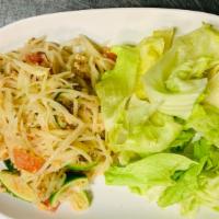 Thai Green Papaya Salad · Most famous with the spices in slightly tard flavor which comes from fresh sliced green papa...