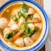 Tom Yum Shrimp · 3 shrimp w/ mushroom, green onions & cilantros