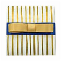 Stripes Of Gold Navy Ribbon | Golden Bow · The shiny Stripes of Gold pop out wonderfully against the White paper. Complemented by a Nav...