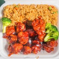 General Tso'S Chicken · Hot and spicy. Served with fried rice and pork egg roll.