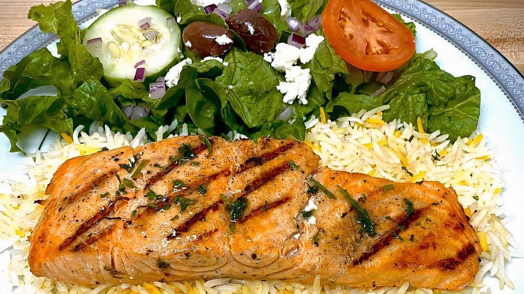Grilled Salmon · Seasoned and lightly cooked on a charbroiled grill