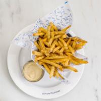 Truffle Fries · With our custom salt and pepper blend, truffle aioli.
