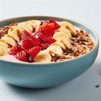Strawberry Banana Bowl · Save the short cake! Our creamy, strawberry yogurt topped with strawberries, banana slices, ...