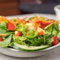 Green Salad (V) · Vegetarian. A hearty mix of lettuce, tomatoes, cucumbers, carrots, bell peppers mixed with o...