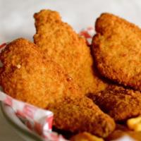 Breaded Flounder · 3 pieces of golden fried flounder with fries