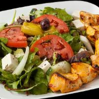 Chicken Salad · Chunks of marinated chicken breast, skewered and char-broiled to perfection served in a bed ...