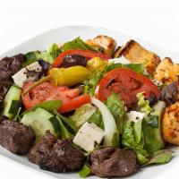 Combo Iii Salad · One skewer of charbroiled chicken breast chunks (Joojeh) and one skewer of charbroiled tende...