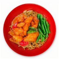Pao Pao - Noodle Bowl · wok-fried and tossed in our signature spicy cream glaze, green + red bell pepper, side of st...