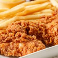 Chicken Tenders Combo Meal X9 · 9 large chicken tenders served with seasoned french fries and choice of sauce