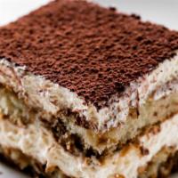 Tiramisu  · Whipped mascarpone cheese, ladyfingers dipped in coffee, and cacao powder served with whip c...