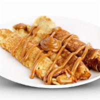 Dulce De Leche Crepes · Our delicious French batter roll with creamy and sweet dulce de leche.