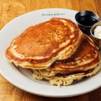Buttermilk Pancakes · Three made-from-scratch Buttermilk Pancakes served with Real Maple Syrup & Honey Butter.