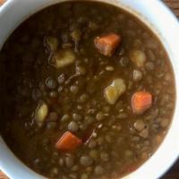 Lentil Soup · Traditional Spanish lentil soup with chorizo, potatoes and carrots