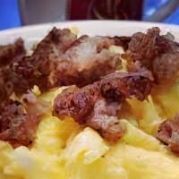 Grits Eggs And Bacon Bowl · mixed grits -eggs-bacon