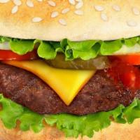  Cheeseburger · ,Meat, onion,  tomato , lettuce,  pickle,  sauce , cheese.