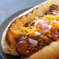 Chili Hot Dog · beef hot dog with chilli and cheese