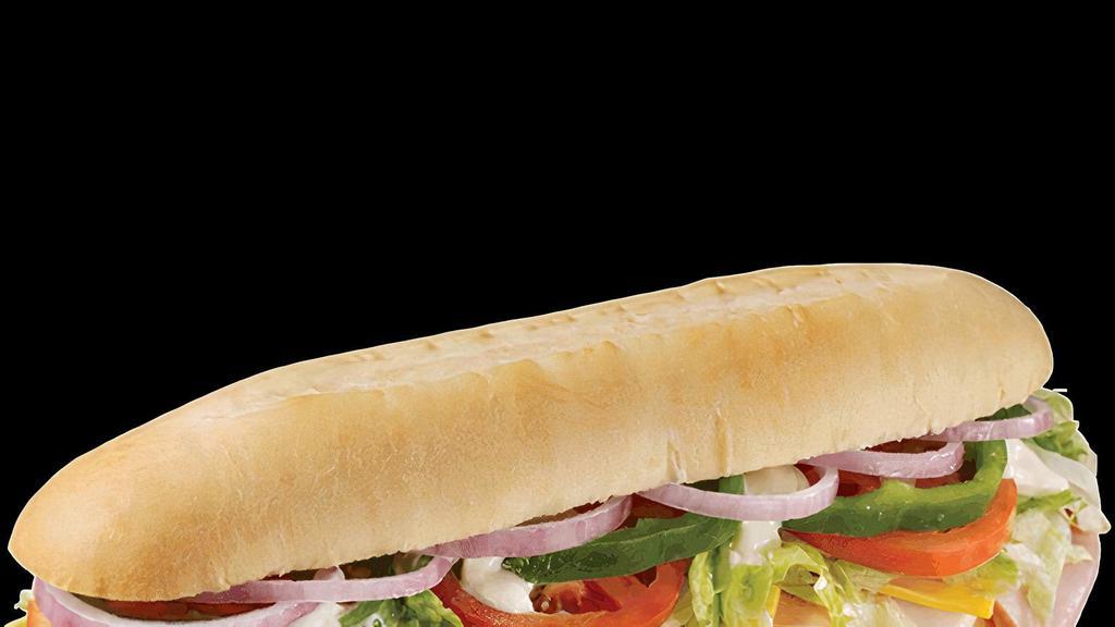  Turkey Sub · 6 slices meat -lettuce -tomato- banana peppers- onion  oil - mustered