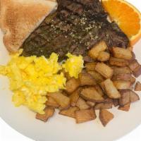 T-Bone Steak Breakfast · T-Bone Steak served with grits, hash browns or home fries with 2 eggs cooked your way and to...
