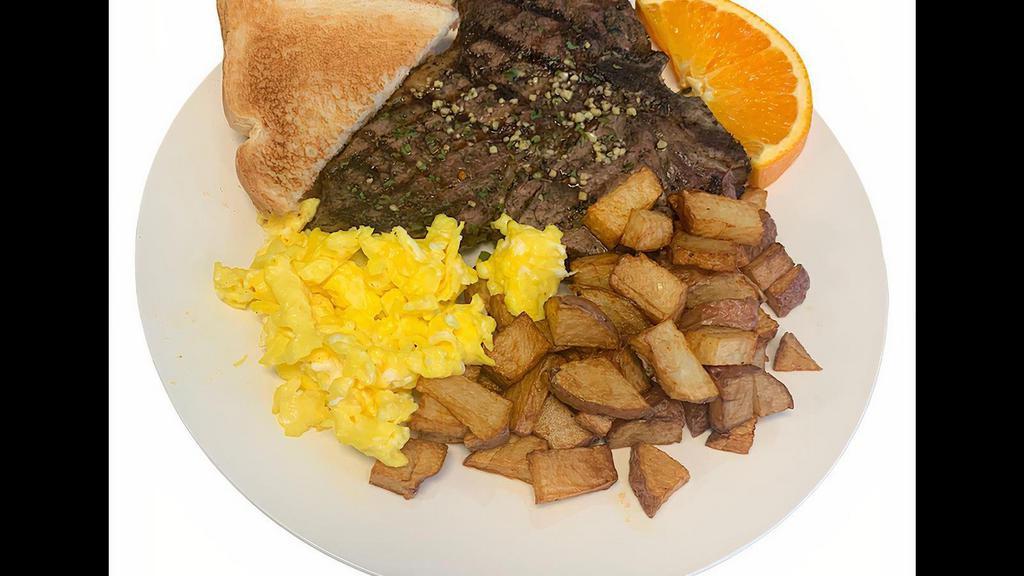 T-Bone Steak Breakfast · T-Bone Steak served with grits, hash browns or home fries with 2 eggs cooked your way and toast
