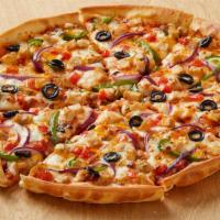 Chicken Fajita · Grilled chicken, green peppers, onions, black olives, mozzarella and cheddar cheese.