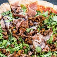 Pizza Prosciutto Crudo · TOMATO SAUCE, MOZZARELLA, ARUGULA, PROSCIUTTO CRUDO, GLAZED BALSAMIC VINEGAR