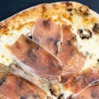 Pizza Prosciutto & Mushroom · MOZZARELLA, MUSHROOMS, PROSCIUTTO CRUDO