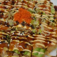 Sushi Pizza · 1. Choose of 1 protein tuna, salmon or kani salad on deep fried crispy rice bed with avocado...