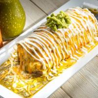 Wet Burrito · Most popular. Flour tortilla filled with rice, beans, fresh onions, cilantro, cheese and you...