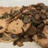 Chicken Marsala · Chicken cutlet sautéed with mushrooms and marsala wine.