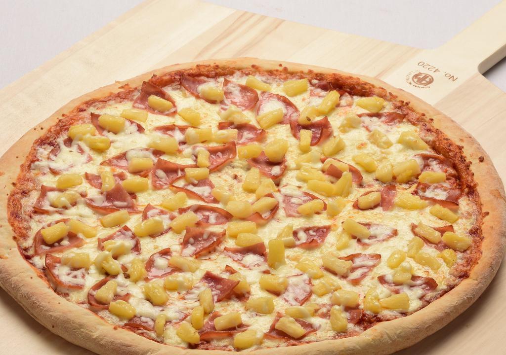 The Hawaiian 5-O Pizza · With ham, bacon, pineapple, mozzarella and fontina cheese.