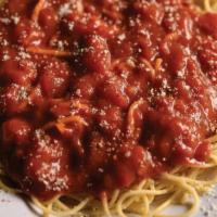 Small Spaghetti With Marinara Sauce · Spaghetti cooked al dente topped with marinara. sauce made with vine-ripened tomatoes, garli...