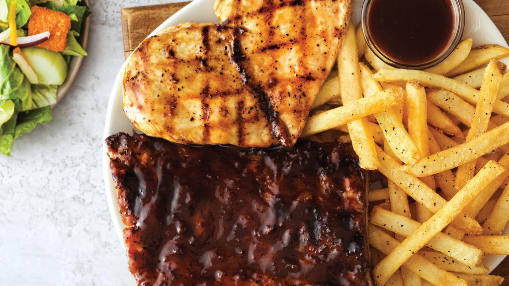  Drover'S Ribs & Chicken Platter · 1/2 rack of Ribs and grilled chicken breast. Served with choice of two freshly made sides.