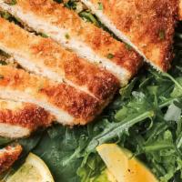 Chicken Milanese Salad · Garden salad topped with sliced chicken Milanese. Choice of dressing.